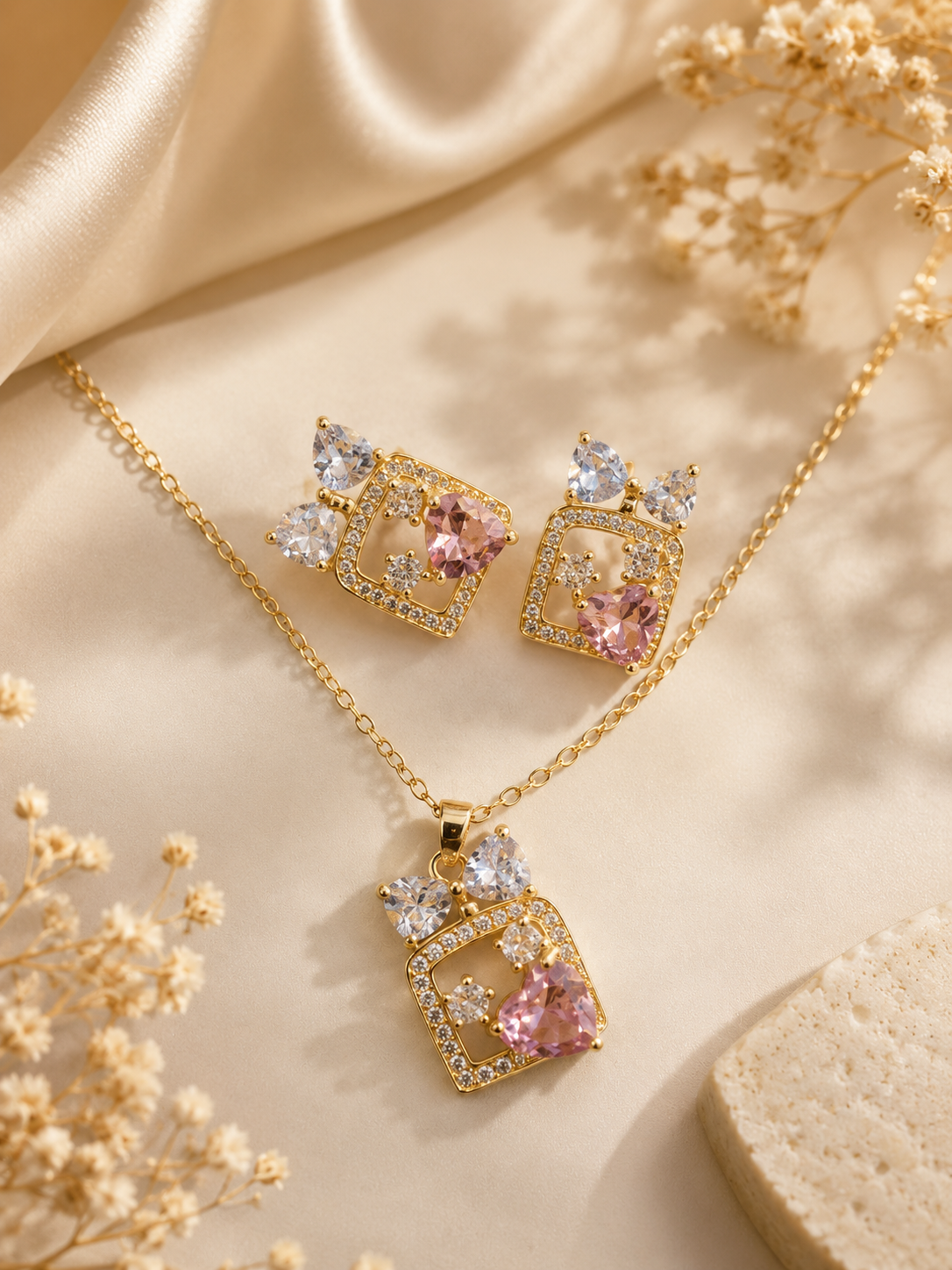 Imported Anti Tarnish chain set with earrings