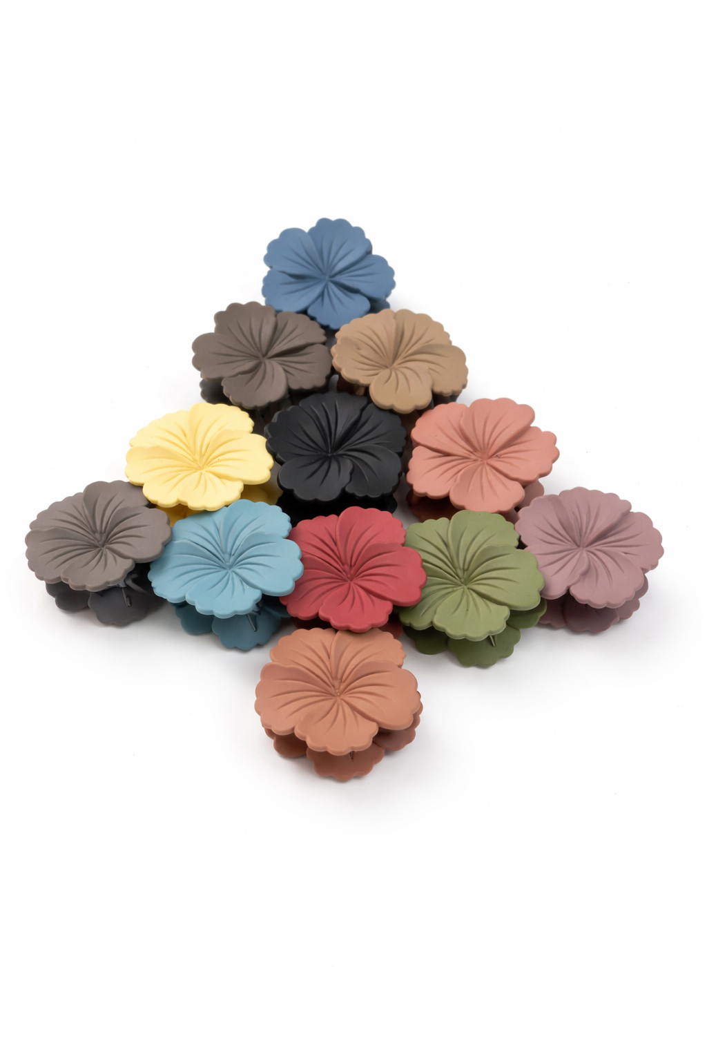 3 Pcs Korean Matte Flower Hair Claw Clips for Women & Girls