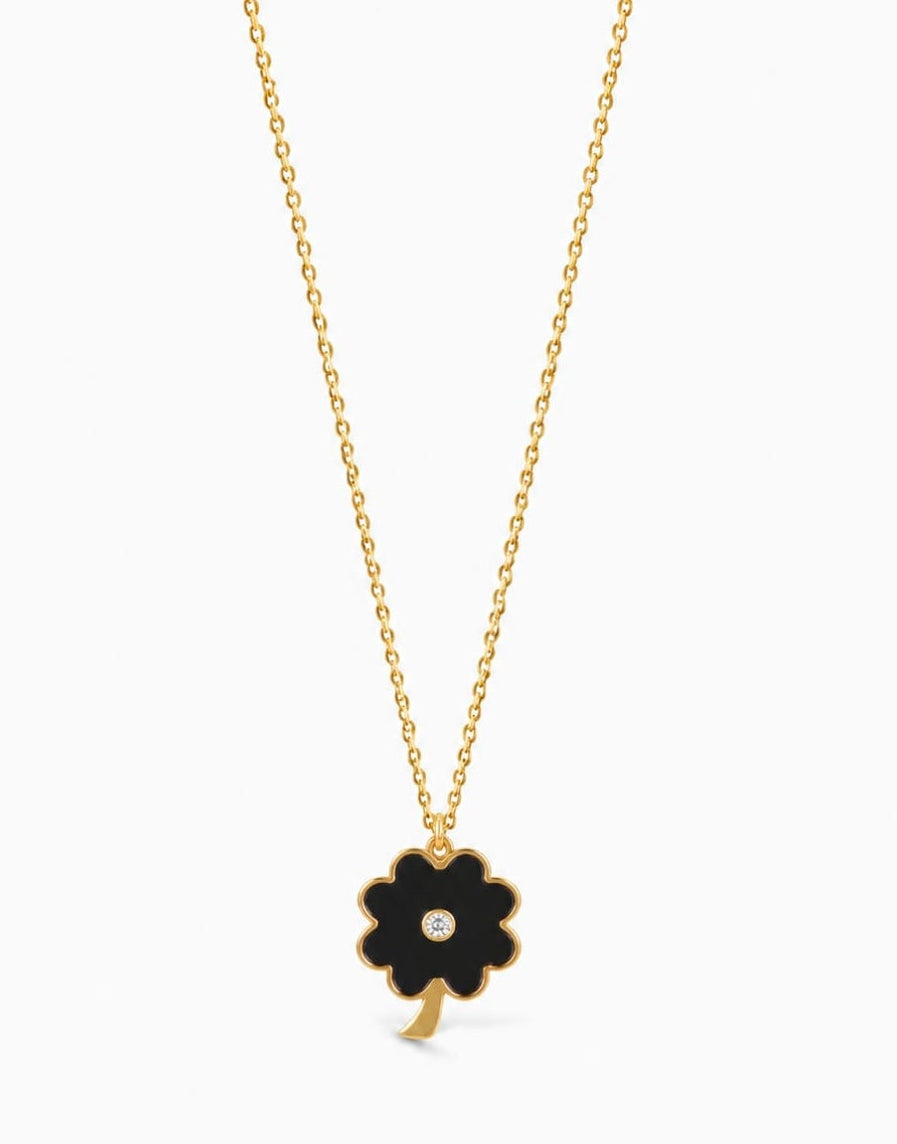 Imported Anti Tarnish chain set - Black flower