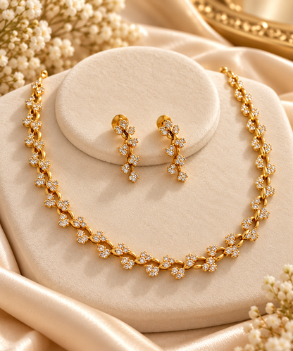 Classic Minimal Necklace with Earring - With Back rope