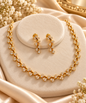 Classic Minimal Necklace with Earring - With Back rope