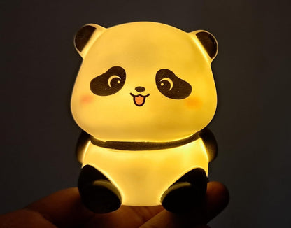 Tiny Panda Night Lamp for Kids Room | Cute Panda LED Night Light with Warm Yellow Glow | Soft Silicone Bedside Lamp for Bedroom, Nursery & Valentine’s Day Gift