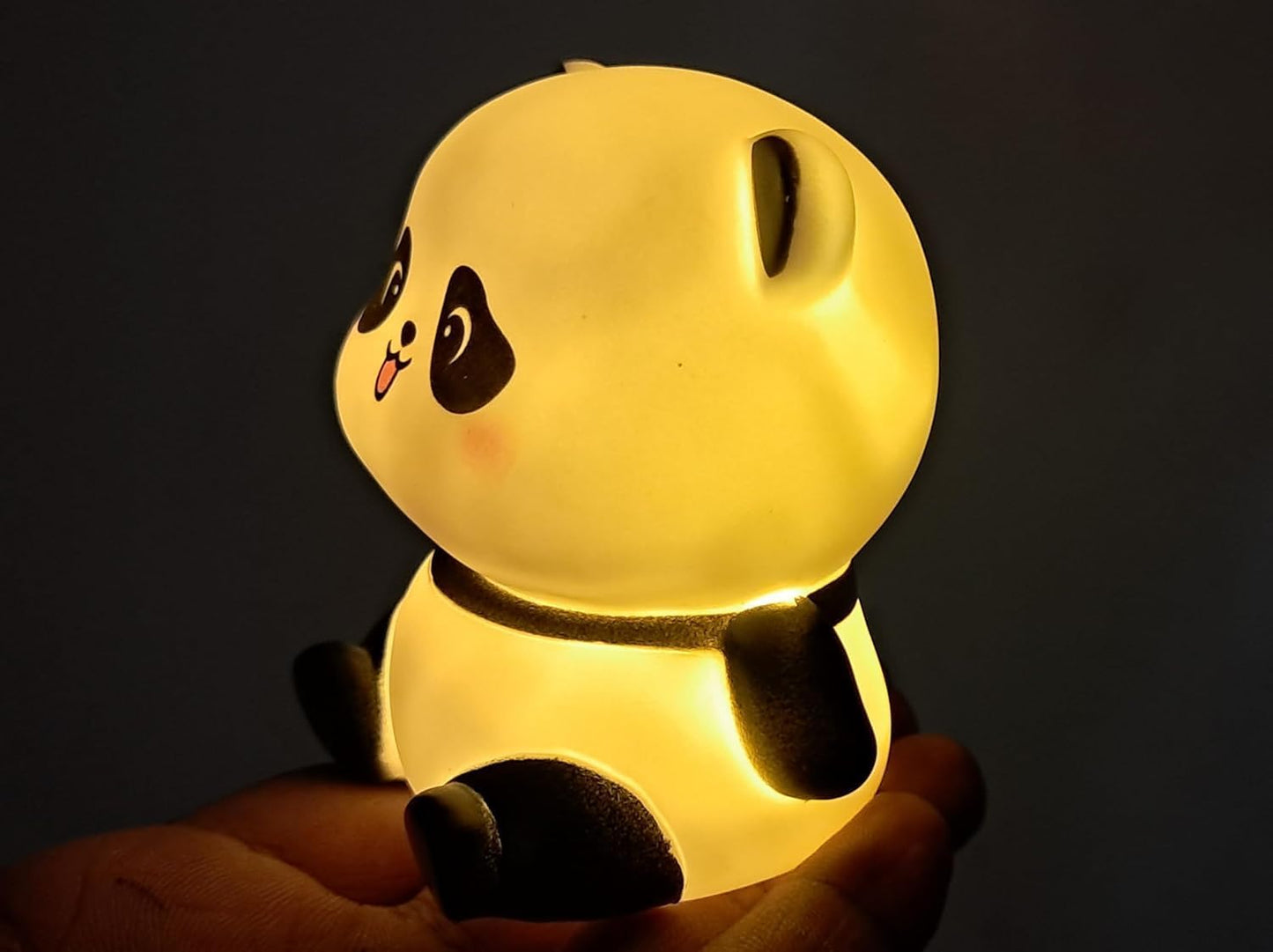 Tiny Panda Night Lamp for Kids Room | Cute Panda LED Night Light with Warm Yellow Glow | Soft Silicone Bedside Lamp for Bedroom, Nursery & Valentine’s Day Gift