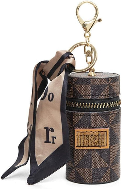 Leather Lipstick Organizer Keychain