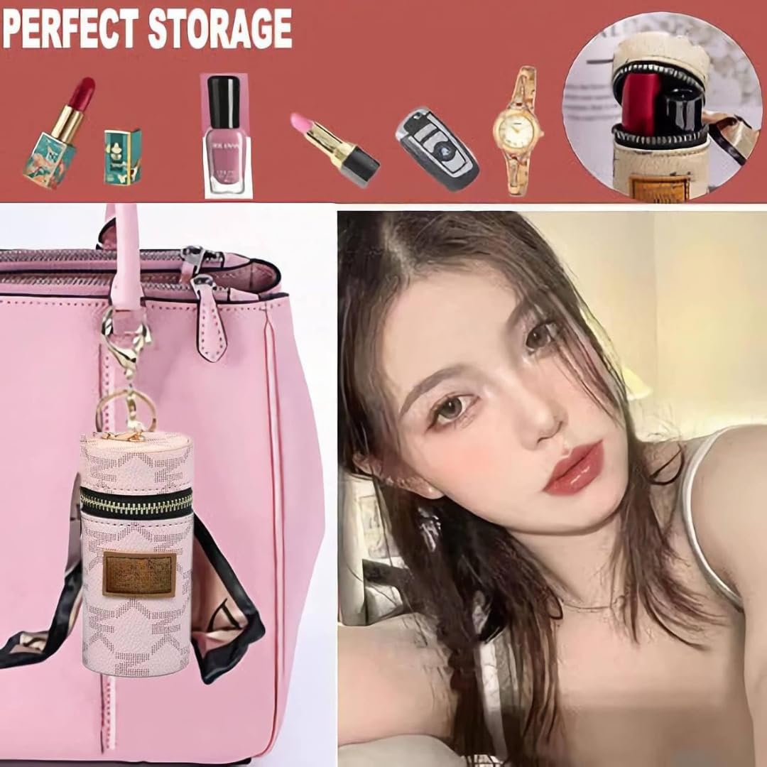 Leather Lipstick Organizer Keychain
