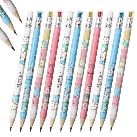 12 Pc Cartoon Print Mechanical Pencils 2.0 mm with Inbuilt Sharpener Random colour