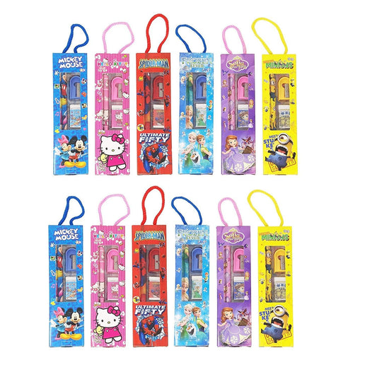Birthday Party Return Gifts Mix Stationery Kit Set for Kids in Fancy Box (Pack of 12)