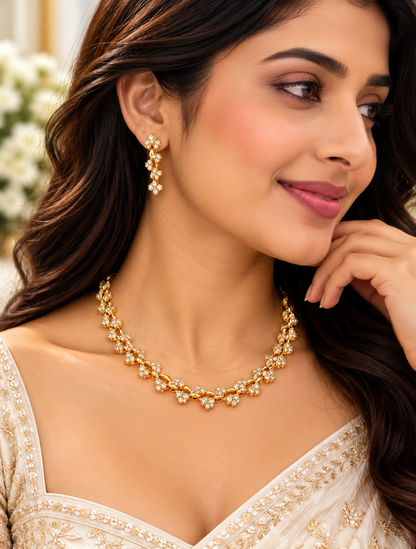 Classic Minimal Necklace with Earring - With Back rope