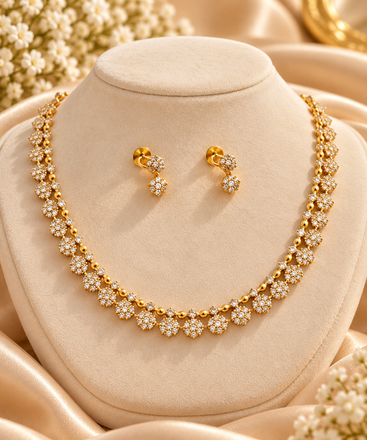 Minimal classy Necklace with Earring - with Back rope