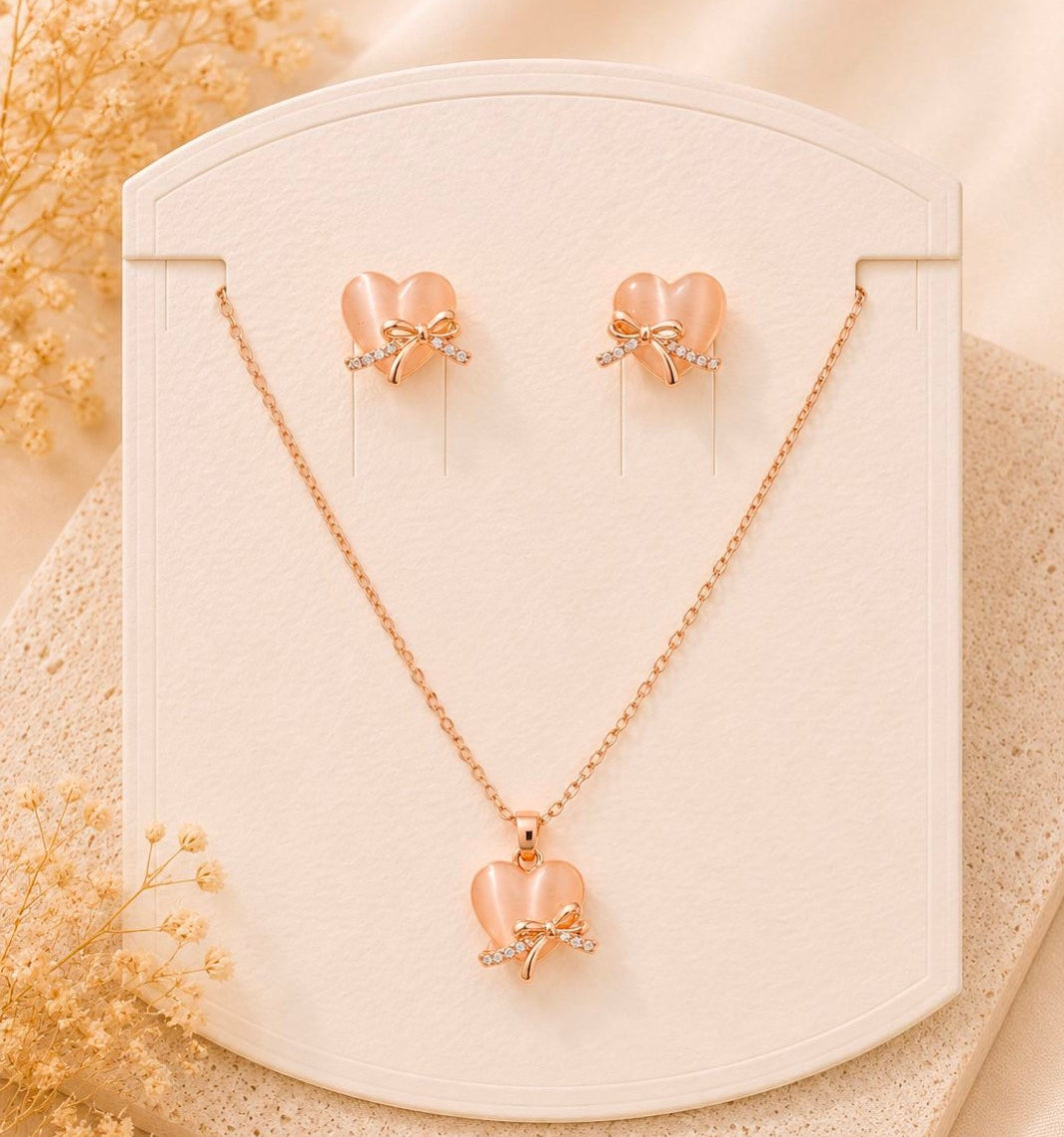 Imported Anti Tarnish chain set with earrings - Heart