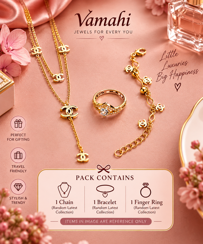 3 in 1 combo - 3 Piece Set Latest collection of 1 chain, 1 bracelet and 1 ring