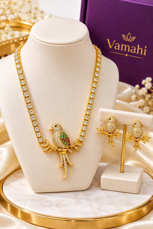 Parrot Necklace - Latest collection of 1 chain with parrot pendant and 1 Earring Set